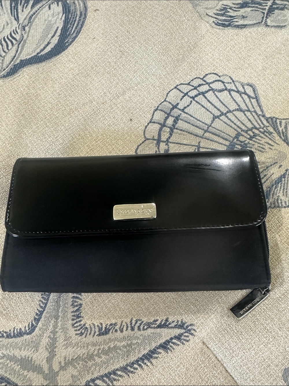 Enzo Angiolini Black Clutch with Gold Accent Plaque